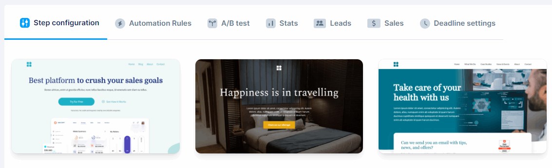 facebook landing page templates on Systeme.io