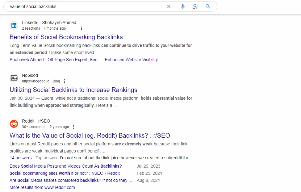 What is the value of social backlinks